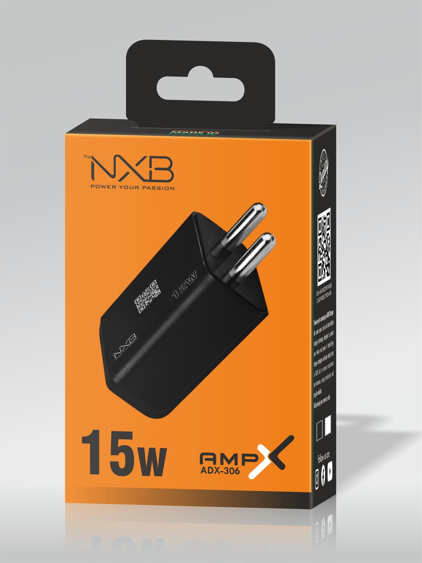 Amp-X 15W Single USB Port Adaptor with Type-C Cable image 1