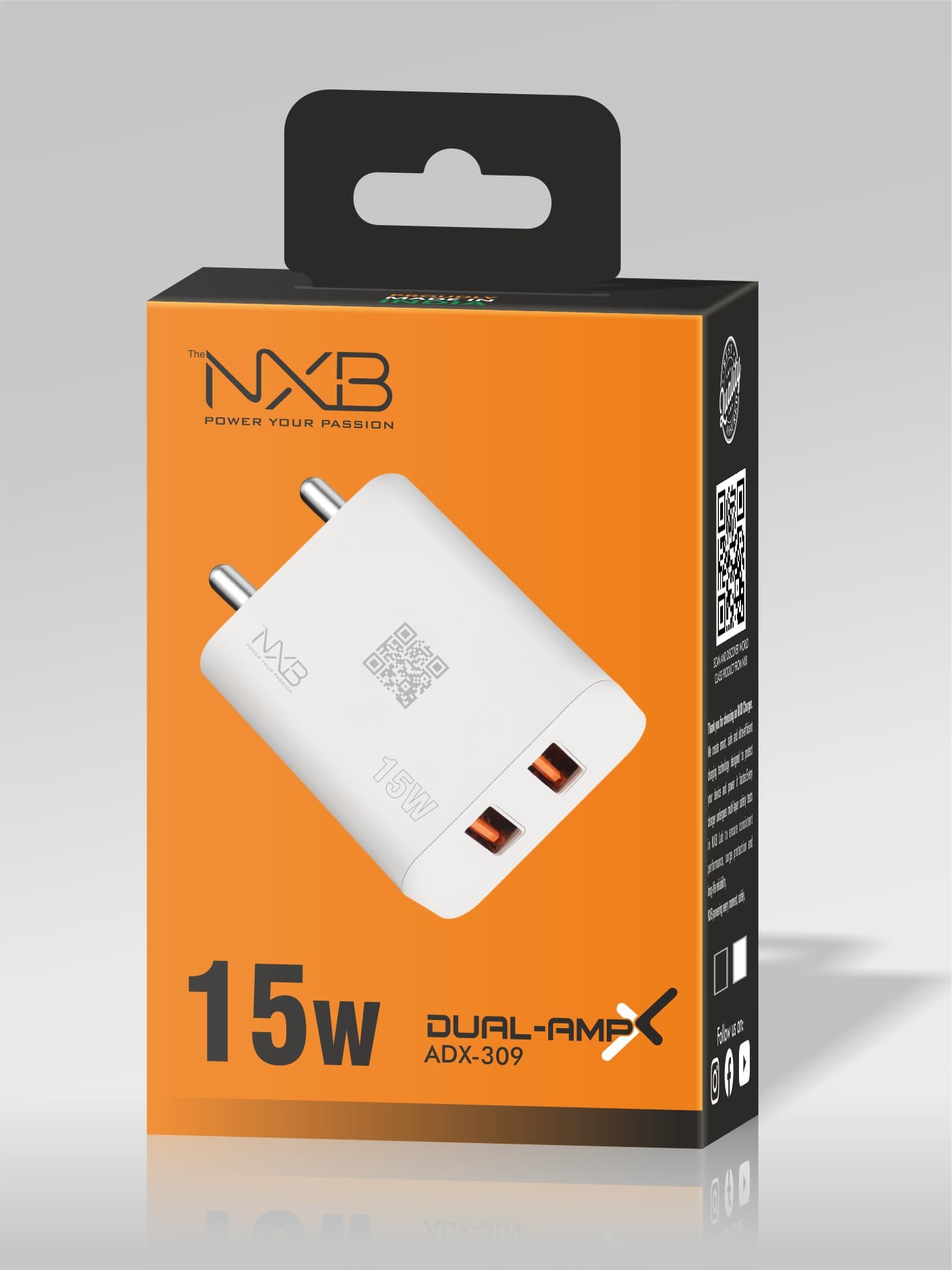 Dual Amp-X 15W Double USB Port Adaptor with V8 Cable image 1